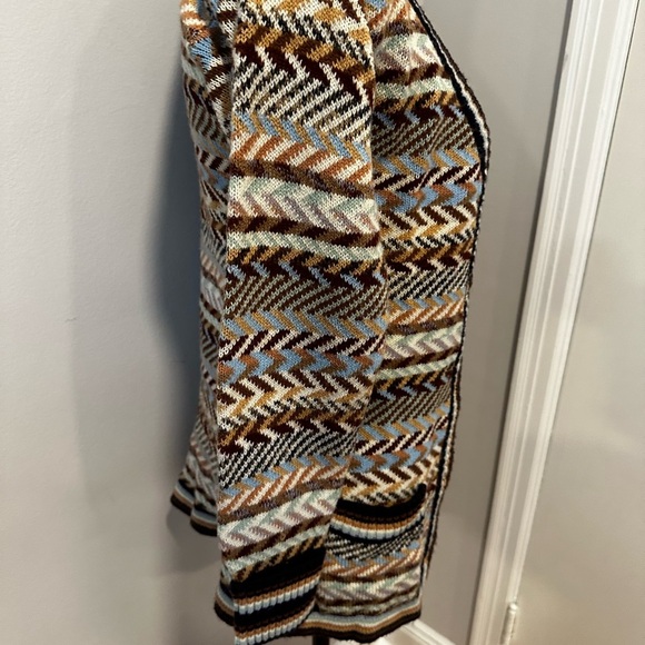 VTG 70’s College Dress Chevron Striped Cardigan. Colorful. Pockets Small. - Picture 14 of 15